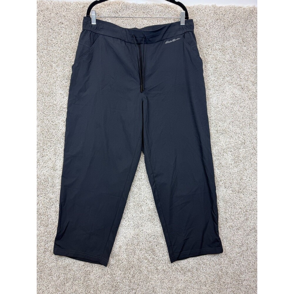 Eddie Bauer Womens XL Black Stretch Pants Drawstring Pull On Outdoor Travel Hike